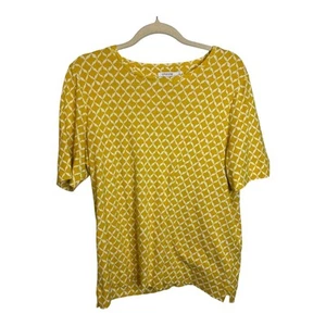 Chico's Shirt Damen Gr. Large Ikat Baumwolle T-Shirt gelb weiß Chicos 2 - Bild 1 von 4