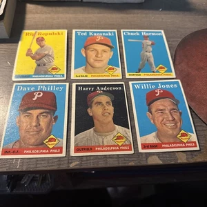 PHILADELPHIA PHILLIES 1958 TOPPS 14 CARDS RIP REPULSKI PANCHO HERRERA LOW GRADE - Picture 1 of 6