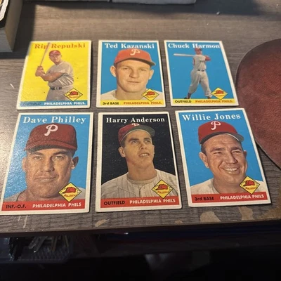 PHILADELPHIA PHILLIES 1958 TOPPS 14 CARDS RIP REPULSKI PANCHO HERRERA LOW GRADE - Image 1 of 4