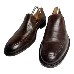 Mercanti Fiorentini Mens Brown Leather Slip On Loafers Italian CUOIO Sole Sz 9.5 - Picture 1 of 20