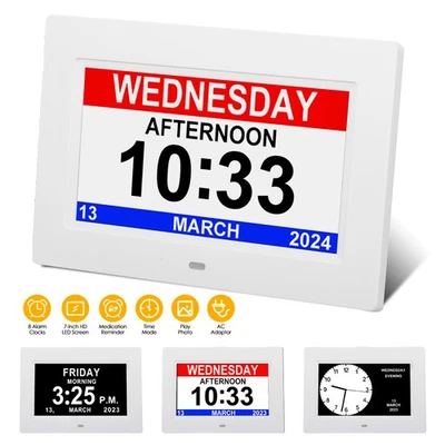 Digital Alarm Clock Day/Date Calender for Memory Loss Dementia Elderly Reminder - Image 1 of 4