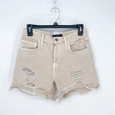 Pantalones cortos desgastados con dobladillo alto J Brand para mujer 24 en crema coqueta Foto 1 de 4