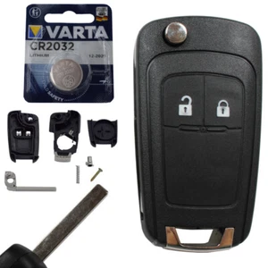Klapp Schlüssel Gehäuse + BATTERIE NEU passend für Opel Astra J Corsa E Insignia - Picture 1 of 24