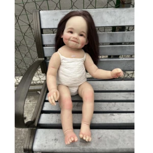 Unfinished Painted Reborn Baby Doll Kit 28inch Rooted Hair Toddler Girl DIY Toys - Picture 1 of 5