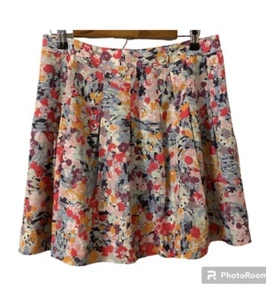 J Crew Pleated Multicolor Floral Print Zip Closure Inner Lined Mini Skirt Size 6 - Picture 1 of 5