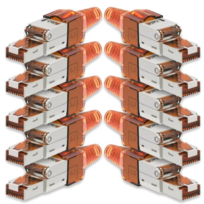 10x Netzwerkstecker CAT 7 Werkzeuglos RJ45 Netzwerk Metall Stecker Verlegekabel  - Bild 1 von 4