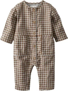 Carter's BROWN Baby Organic Cotton Gingham Button-Front Jumpsuit, US 24M - Picture 1 of 2