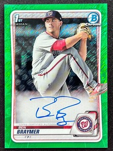 BEN BRAYMER 2020 Bowman Chrome /99 Green Shimmer Refractor 1st Autograph AUTO