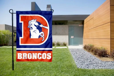 Denver Broncos Throwback Garden Flag 2 Sided Outdoor Window Yard Banner New - Image 1 of 4