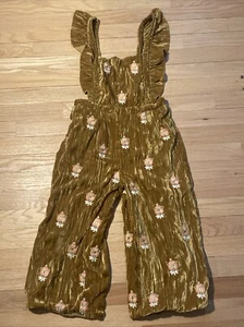 French Brand Louise Misha Girls 8 Elva Boho Overalls In Honey Velvet Hippie - Picture 1 of 10