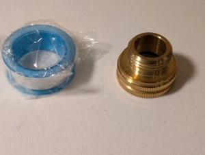 Messing Gartenschlauch Adapter mit Gummidichtung & PTFE Band - Bild 1 von 2