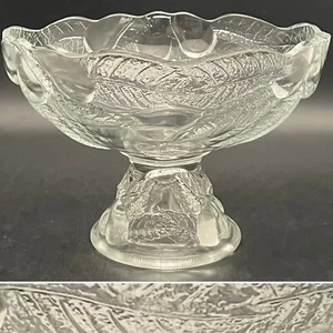 Teleflora Crystal Embossed Pear Pedestal Compote c1985 Czech Republic 5.25"t 8"d - Picture 1 of 11