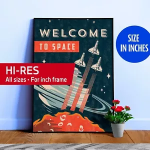 Welcome to Space — Cartel espacial vintage, arte espacial retro, cartel de propaganda - Imagen 1 de 12