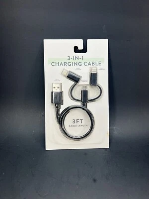 Vivitar 3 In 1  Charging Cable 3 Ft Cable Length,Black New. - Image 1 of 2