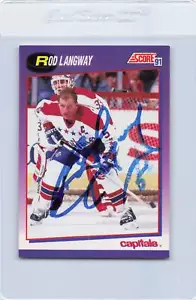 1991/92 Score #228 Rod Langway Capitals Signed Auto *J7062 - Picture 1 of 2