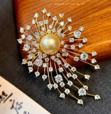 Precioso broche perla oro redondo mar sur 10-11mm Foto 1 de 4