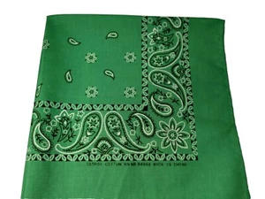 Bandana Green Paisley Print Cotton Hankerchief~ New w/o Tags ~ Size 21x22 - Picture 1 of 4
