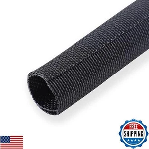 Black Braided Cable Management Sleeves Wire Loom Tubing Cord Protector Self-W - Picture 1 of 5