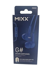 Earphones Mixx G# Audio Stereo In Ear eBuds Blue Lightweight with Microphone 3.5 - Picture 1 of 23