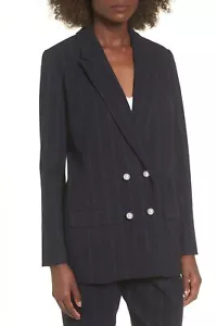Leith 162880 Women's Pinstripe Long sleeves Striped Jacket Navy Sz. Large - Picture 1 of 3