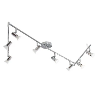 Modern Chrome 8 Way LED Ceiling Spotlight Adjustable Flexible Spot Light + Bulbs - Image 1 of 4
