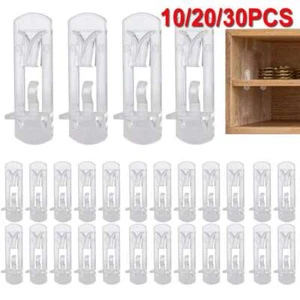 10/20/30pcs Locking Cabinet Shelf Support Pegs 5mm Shelf Pins Clear Shelf Clip - Picture 1 of 14