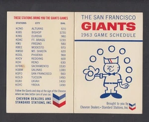 1963 SF San Francisco Giants Spielplan - Chevron Gas Oil - Bild 1 von 2