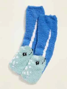 NWT Old Navy Narwhal Narwhale Whale Soft Chenille Fuzzy Cozy Socks Women's NEW - Picture 1 of 2