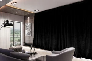 Large Thick Velvet Blockout Curtains 560x 230cm PINCH PLEAT 2 panel+Hooks Black - Picture 1 of 10