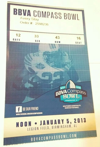 2013 BBVA Compass Bowl Mississippi Ole Miss Pittsburgh Pitt Football Ticket Stub Cover