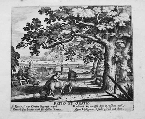 Narr und Esel ratio et oratio echter Kupferstich Merian Jugendwerk 1624 W. 461 - Picture 1 of 2