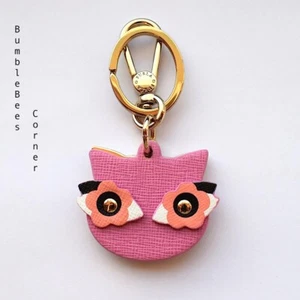 FURLA VENUS Saffiano Leder KATZE Goldplatte Handtasche Anhänger Schlüsselanhänger Schlüsselring Neu mit Etikett - Bild 1 von 12