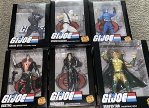 GI Joe Statue Set 6 Serpentor Commander Storm Shadow Snake-Eyes Destro Baroness - Picture 1 of 2
