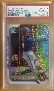 2022 Bowman Chrome SPECKLE REFRACTOR Jackson Chourio 1st RC PSA 10, GEM MINT! - Picture 1 of 2