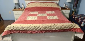 New Handmade Amish Quilt in Dark Blush & Ivory - Full Size (87"x87") - Picture 1 of 9