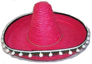 COLOR ROSA SOMBRERO MEXICANO GRANDE SOMBRERO DE PAJA CON BORLAS mexico sombrero nuevo - Imagen 1 de 1