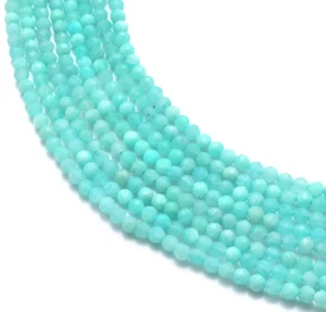 Natural Amazonite Faceted Round 3-3.5mm Beads 12.5" Strand - Bild 1 von 6