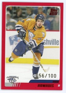 2003-04 Topps Traded Dan Hamhuis Red Rookie RC #TT119 #56/100 Predators
