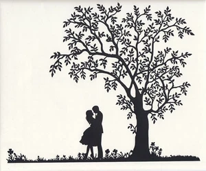 Wandtattoo Wandaufkleber Flur Wohnzimmer Liebespaar Pärchen unterm Baum - Bild 1 von 8