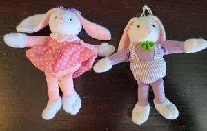 Lote de 2 adornos de muñecas Russ Berry Bunny Rabbit rosa y púrpura  - Imagen 1 de 9