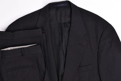 Vintage Chaps Ralph Lauren Charcoal Stripe Wool Suit 42 L Pleated Pants 32x30 - Image 1 of 4