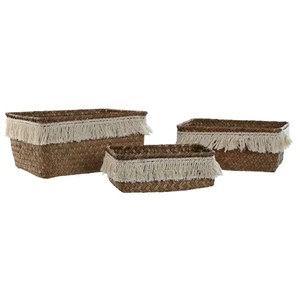 Korb-Set Home ESPRIT Naturfaser Boho Abgenutzt 23 x 17 x 10 cm - Bild 1 von 4