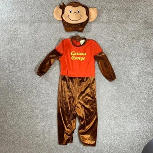 Curious George Costume S/P(2T) Halloween Monkey Jumpsuit & Headpiece - Picture 1 of 9