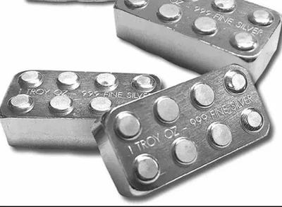 3 x  1 oz .999 Silver hand poured Monarch Mint Lego art bar building block - Image 1 of 4