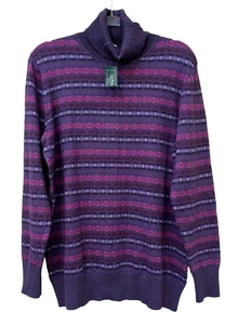 LL Bean Gr. XL Pullover Lila Rosa Fair Isle Rollkragen Kaschmirmischung NEU Neu mit Etikett - Bild 1 von 14