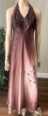 Vestido de Hadas Halter Sedoso Ombre Púrpura De Colección Betsy & Adam Cuentas Y2K Foto 1 de 4