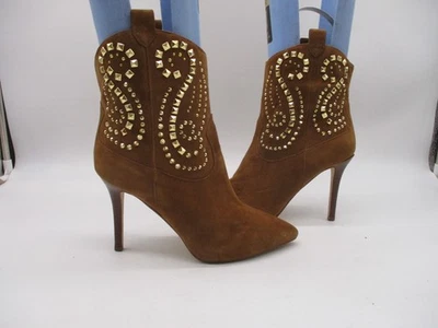 Bota Feminina Michael Kors ST14G Couro Marrom Stiletto Western Tornozelo Tamanho 6.5 M - Imagem 1 de 4