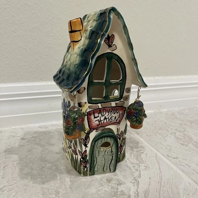 Blue Sky Clayworks Heather Goldminc "Ladybug Haven" Tea Light Candle House - Image 1 of 4