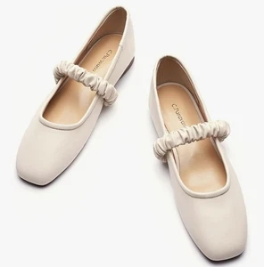 C.Paravano Mary Jane Flats for Women Square Toe Ballet Flats Scrunch Size 8.5 - Picture 1 of 6