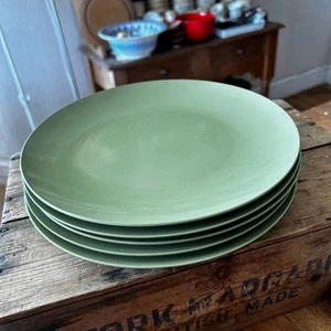 Vintage Set 5 Melaware Melamine Large Olive Green Dinner Plates – Retro! – - Picture 1 of 3